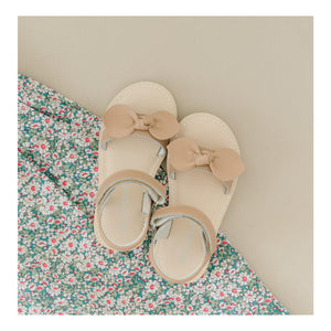 Leigh Bow Sandal w/ Velcro Closure - Latte