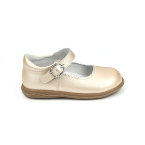 Classic Scalloped Leather Mary Jane - Champagne