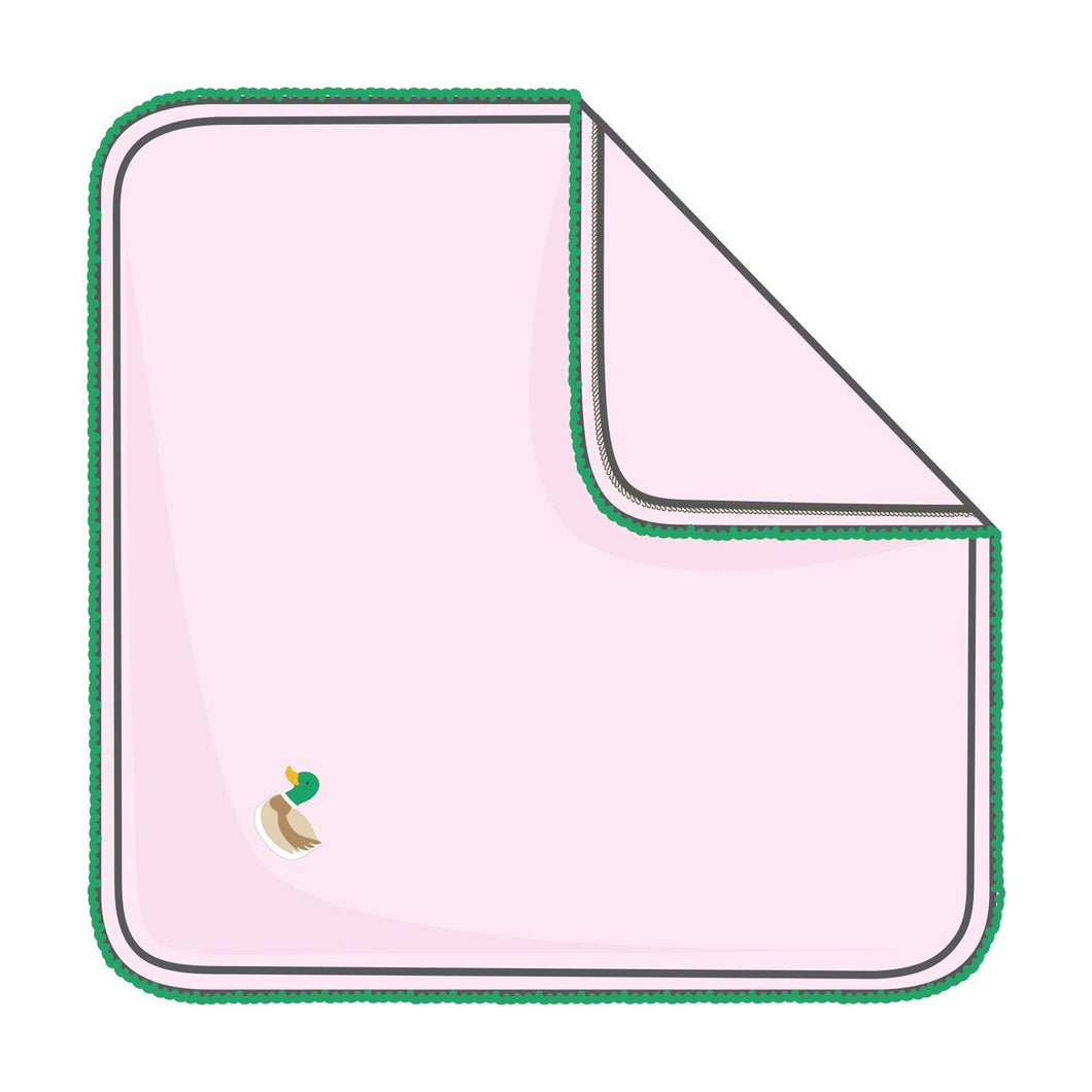 Mini Mallard Embroidered Pink Blanket