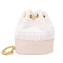 Load image into Gallery viewer, Tweed Drawstring Backpack Bag: Pink
