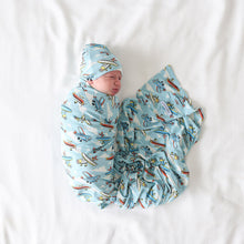 Load image into Gallery viewer, Posh Planes Swaddle &amp; Beanie Set
