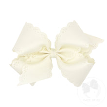 Load image into Gallery viewer, Grosgrain  Hair Bow Floral Eyelet Embossed Edge - Small King
