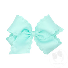 Load image into Gallery viewer, Grosgrain  Hair Bow Floral Eyelet Embossed Edge - Small King
