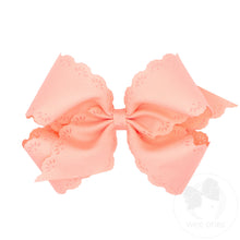 Load image into Gallery viewer, Grosgrain  Hair Bow Floral Eyelet Embossed Edge - Small King
