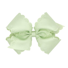 Load image into Gallery viewer, Grosgrain  Hair Bow Floral Eyelet Embossed Edge - Small King
