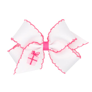 Birthday Girl Hair Bow - Moonstich Edge w/ Embroidered Motif