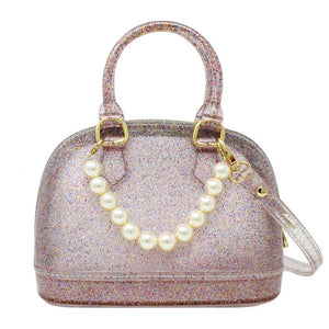 Jelly Bowling Crossbody Handbag w/ Pearls -Rainbow