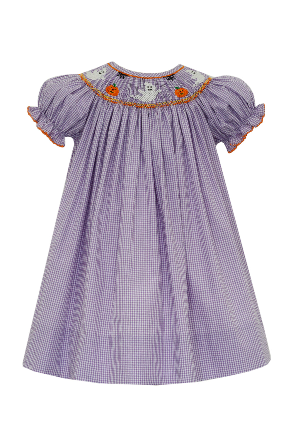 Halloween Purple & White Gingham Smocked Dress