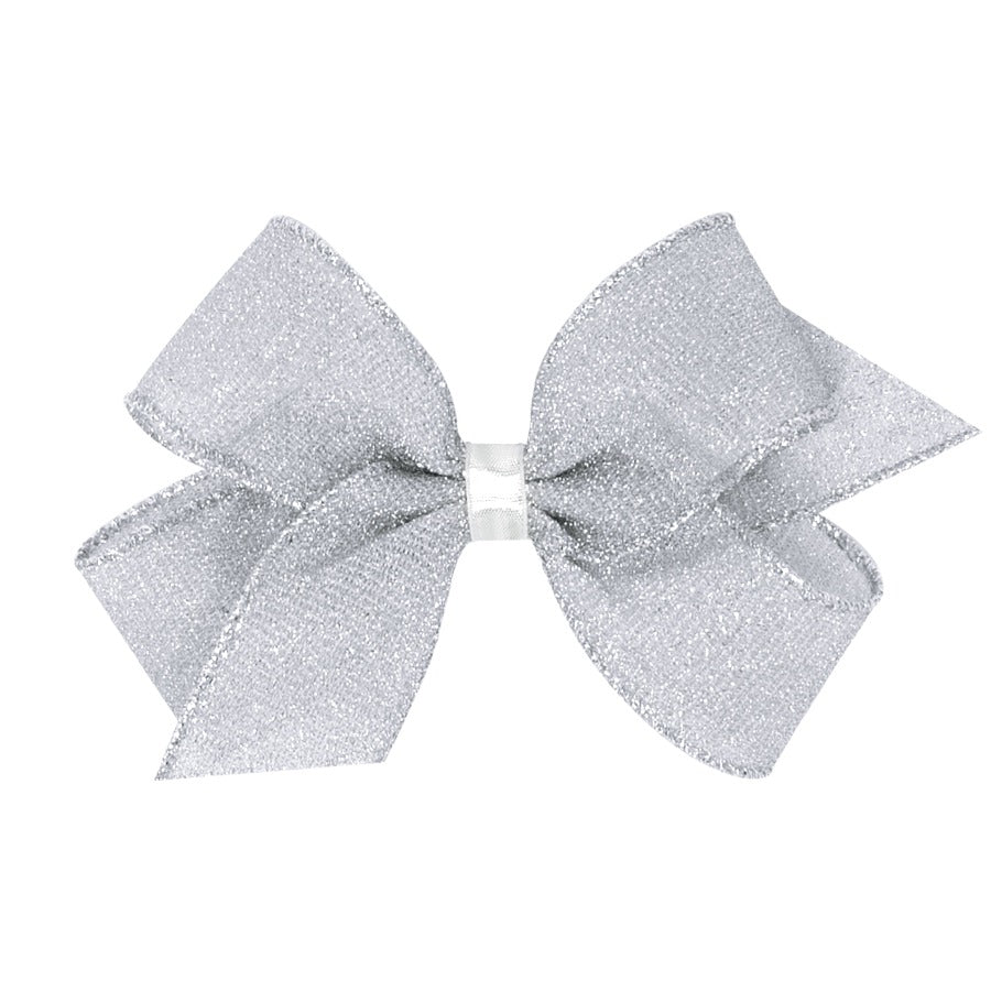 Silver Glimmer Sparkle Bow - Medium