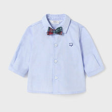 Load image into Gallery viewer, Blue Oxford L/S Shirt &amp; Plaid Bowtie
