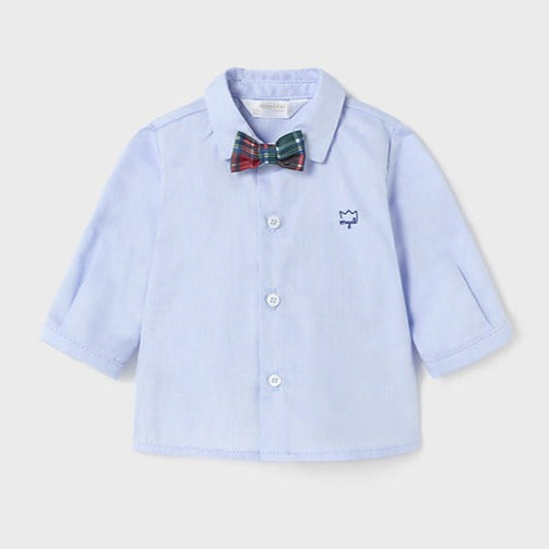 Blue Oxford L/S Shirt & Plaid Bowtie