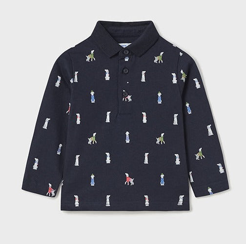 L/S Navy Polo - Dogs