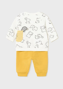 Boy's Knit Track Pant Set - Animal Print w/Puppy Pocket