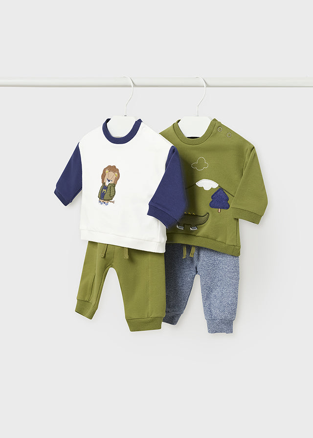 Infant Boy's Knit Track Pant Set - Alligator Applique