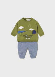 Infant Boy's Knit Track Pant Set - Alligator Applique