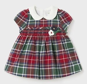 Holiday Plaid Smocked Dress for Infant Girl