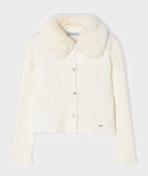 Faux Fur Collar Cardigan