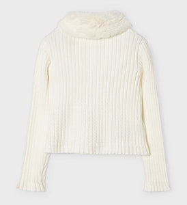 Faux Fur Collar Cardigan