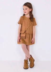Faux Suede Dress w/ Fringed Purse Size 3T only