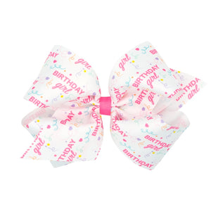"Birthday Girl"  Printed Grosgrain Hair Bow -Sale