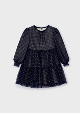 Load image into Gallery viewer, Navy Tulle Dress with Sparkle Glitter Accents Size 4 only
