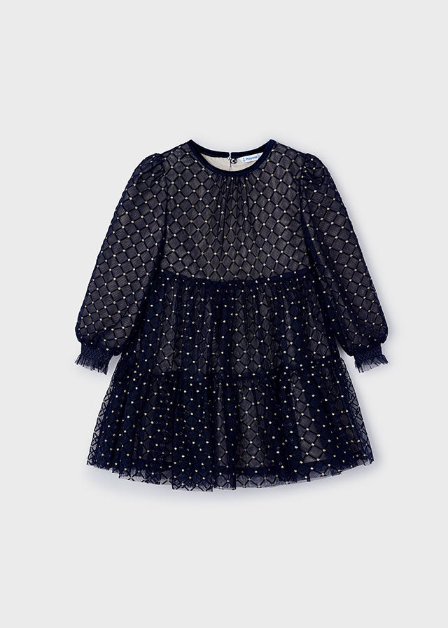 Navy Tulle Dress with Sparkle Glitter Accents Size 4 only