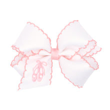 Load image into Gallery viewer, Grosgrain Moonstitch Embroidered Ballet Slippers Girls Hair Bow
