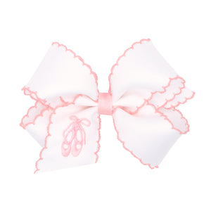 Grosgrain Moonstitch Embroidered Ballet Slippers Girls Hair Bow