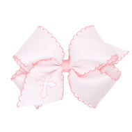 King Moon-stitch Edge Embroidered Cross in Light Pink