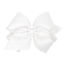 Load image into Gallery viewer, Grosgrain Bow w Moon-stitch Edge Embroidered Cross Light Pink or White
