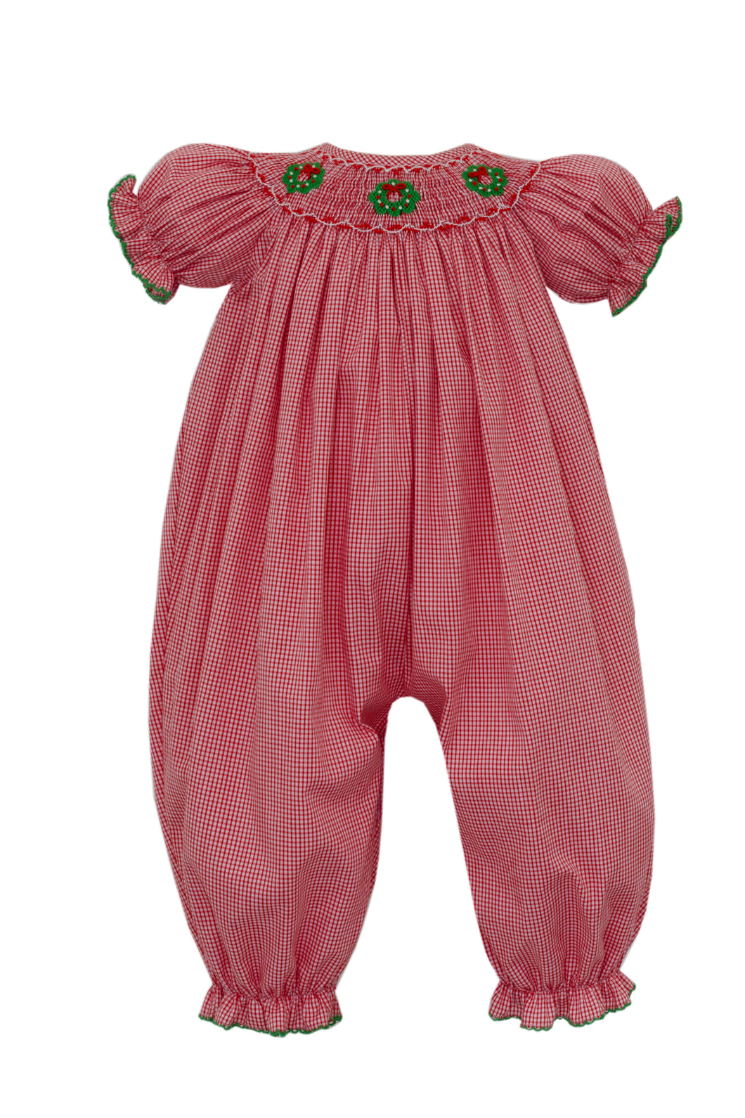 Red Christmas Wreath Smocked Bubble