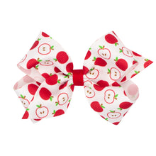 Load image into Gallery viewer, Medium Apple Printed Grosgrain Hair Bow
