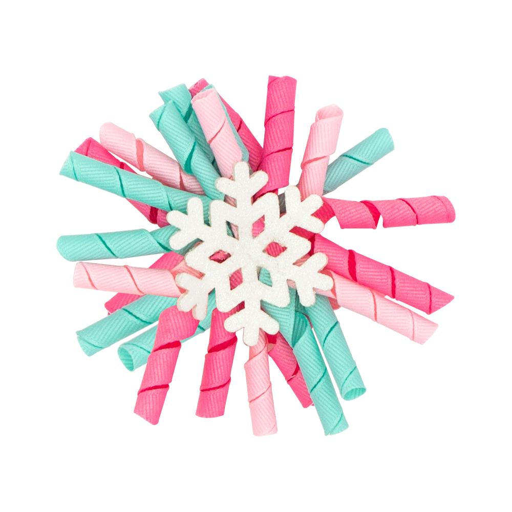 Grosgrain Wiggles Bow w/ Snowflake Hair Clip