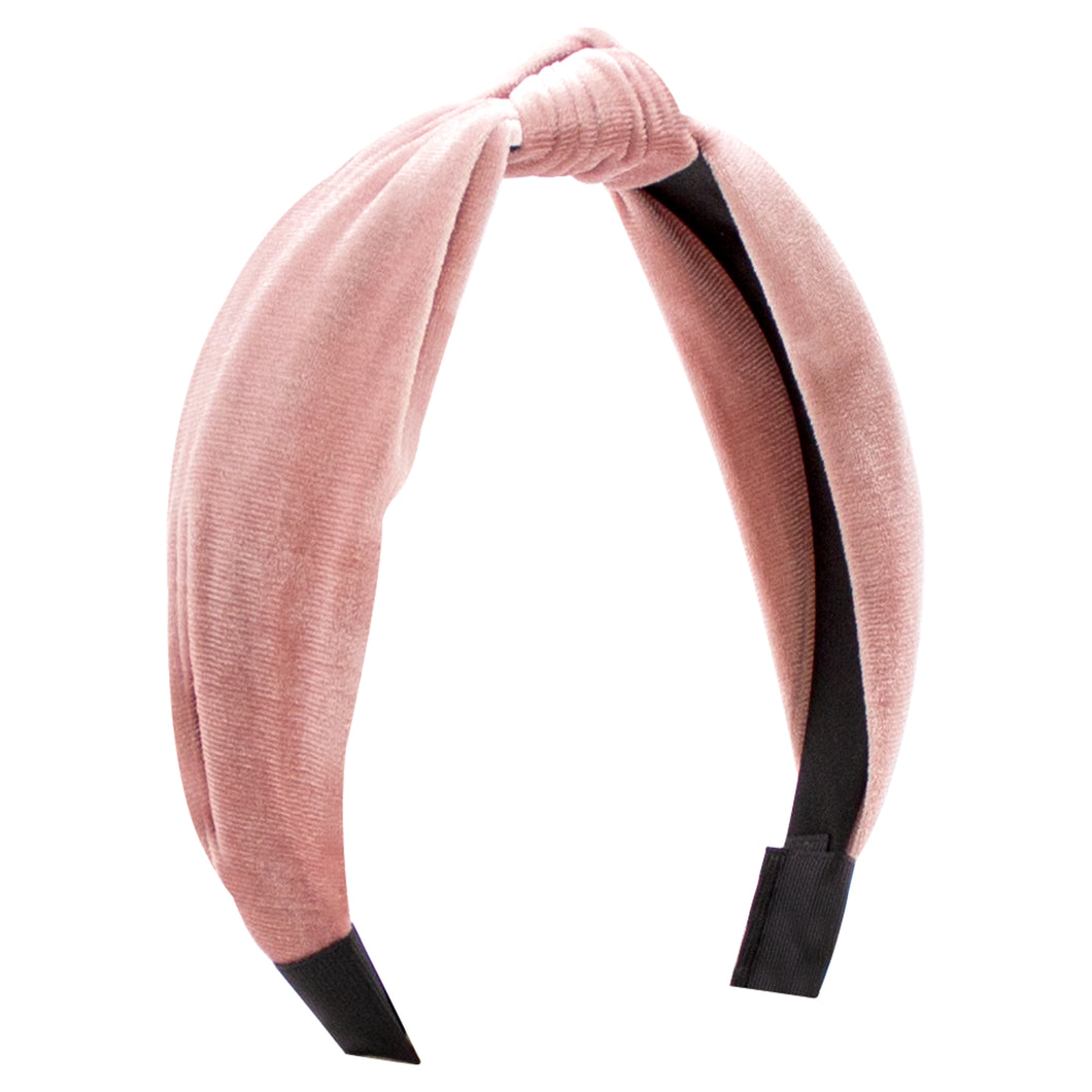 Velvet Wrapped Headband w/ Knot - Peony
