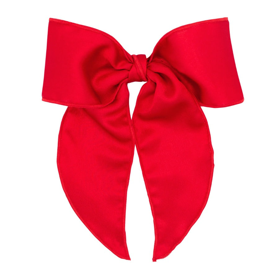 RED Medium Satin Bow w/Twisted Wrap & Tails