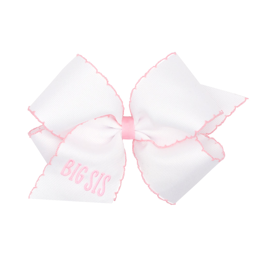 Big Sister Embroidered Bow in Light Pink or Blue