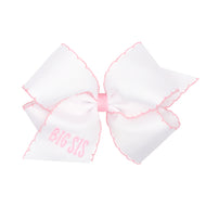 Big Sister Embroidered Bow in Light Pink or Blue