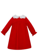 Load image into Gallery viewer, Red Corduroy Dress w/ Scalloped Collar
