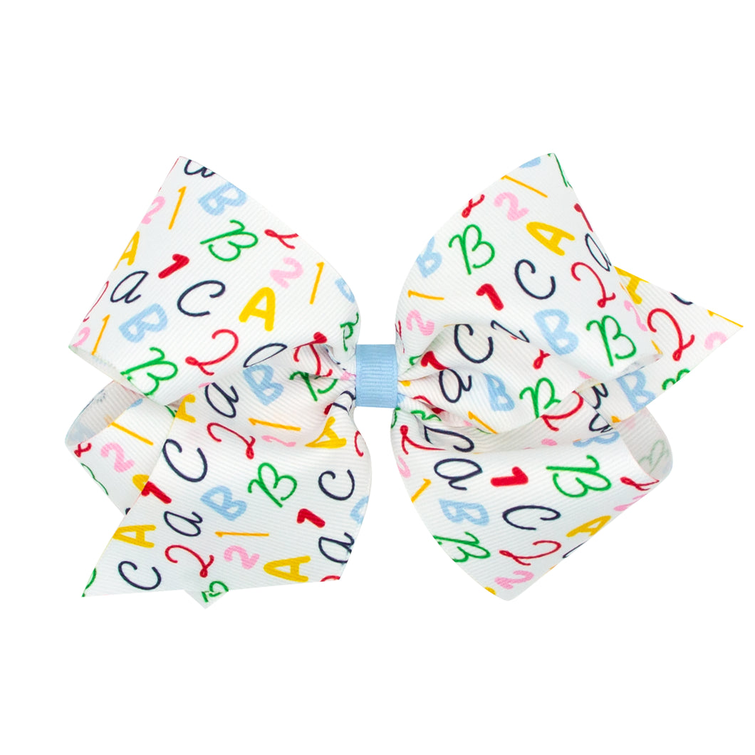 Back-to-School Printed Grosgrain Hair Bow - King