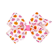 Load image into Gallery viewer, Pink &amp; Orange Jack-o-Lantern Print Hairbow.
