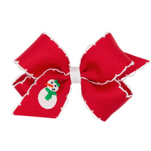 Load image into Gallery viewer, Medium Red/Green Christmas MoonStitch Hair Bow

