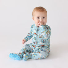 Load image into Gallery viewer, Posh Planes Zippered Footie
