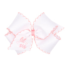Load image into Gallery viewer, LITTLE Sister Embroidered Bow in Light Pink or Blue - Medium
