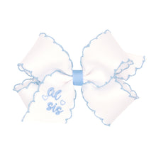 Load image into Gallery viewer, LITTLE Sister Embroidered Bow in Light Pink or Blue - Medium
