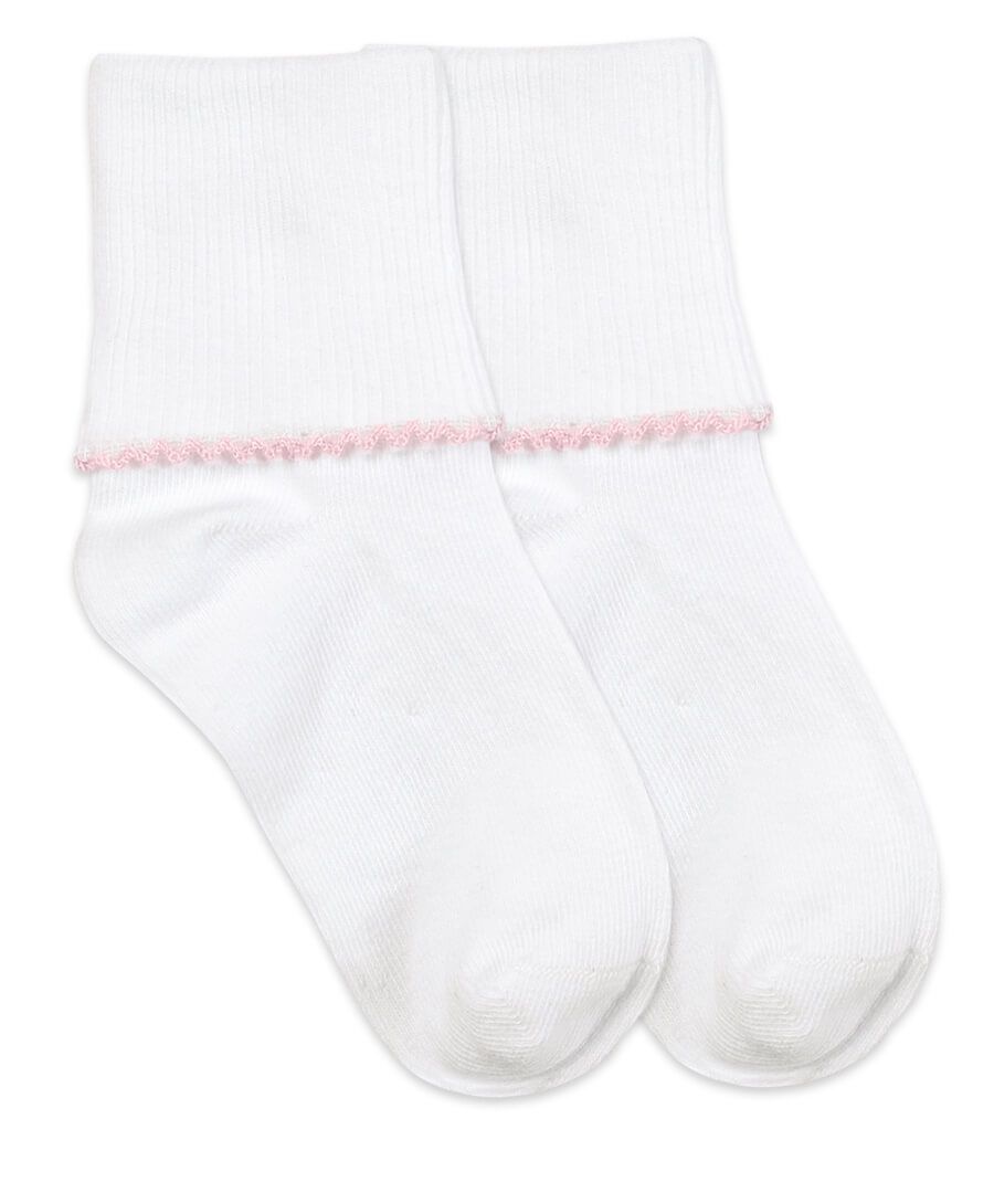 Jefferies Socks - Tatted Edge Seamless - Pink/White - mommie chic & me