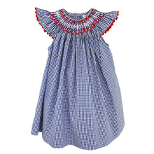 Load image into Gallery viewer, Navy &amp; White Gingham Bishop Style Dress

