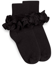 Load image into Gallery viewer, Jefferies Socks - Misty Tutu Trim Socks - Navy &amp; Black

