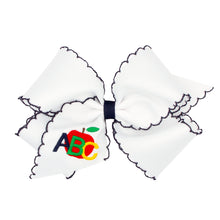 Load image into Gallery viewer, Back-to-School Moonstitch Bow w/ Embroidered ABC
