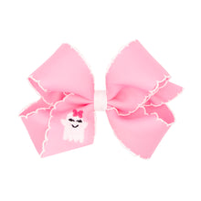Load image into Gallery viewer, Pink Halloween Embroidered Moon stitch Bow with Ghost Embroidery
