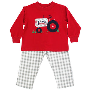 Boy's 2 pc Pant Set with Tractor Applique